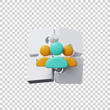 Puzzle team concept Teamwork  3d render Stock Illustration