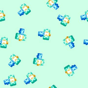 Puzzle team solution isometric icon seamless pattern Stock Illustration