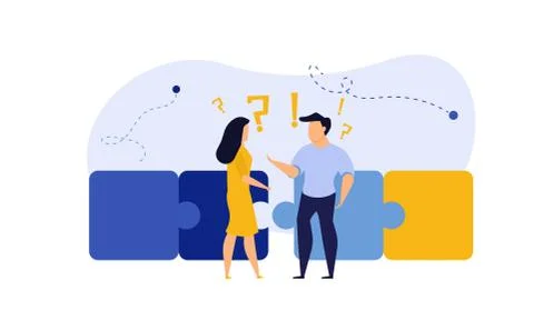 Puzzle team work vector illustration concept partner. Partnership teamwork bu Stock Illustration