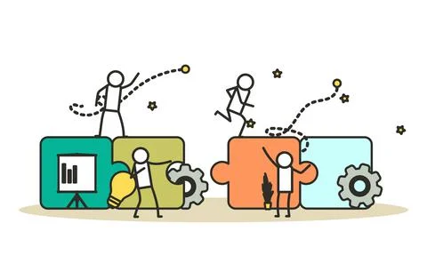 Puzzle team work vector illustration concept partner. Partnership teamwork bu 스톡 일러스트