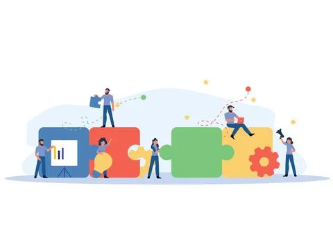 Puzzle team work vector illustration concept partner. Partnership teamwork .. Stock Illustration