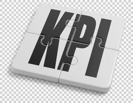 Puzzle with the text KPI isolated on white background. Key Performance Indi.. Stock Illustration