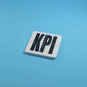 Puzzle with the text KPI. Key Performance Indicator concept 3D illustration. Ilustración de archivo