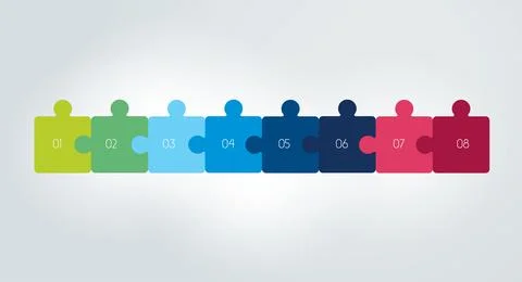 Puzzle Timeline, table, schedule, template, infographic. Stock Illustration