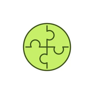 Puzzle vector concept round green icon or symbol Stock Illustration