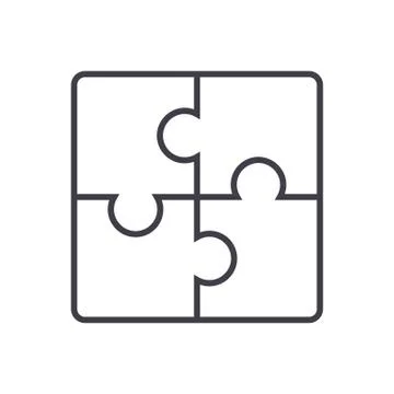 Puzzle vector line icon, sign, illustration on background, editable strokes Stock Illustration