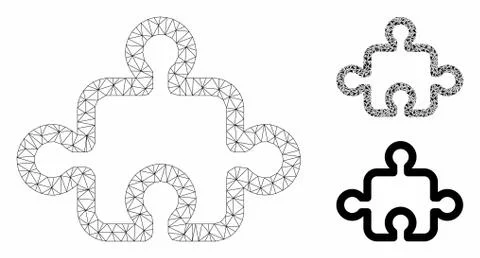 Puzzle Vector Mesh 2D Model and Triangle Mosaic Icon Illustrazione stock