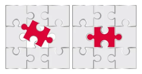 Puzzle white and red Stock Illustration