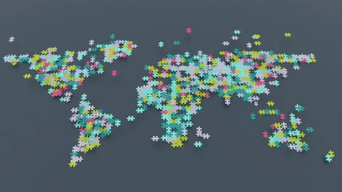 Puzzle wold map Stock Footage 122197046