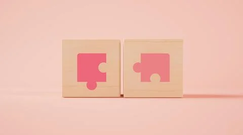 Puzzle wood cubes 3d rendering Stock Illustration