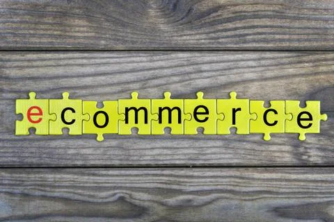 Puzzle with word ecoomerce Stock Photos