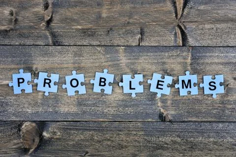 Puzzle with word Problems Stock-Fotos