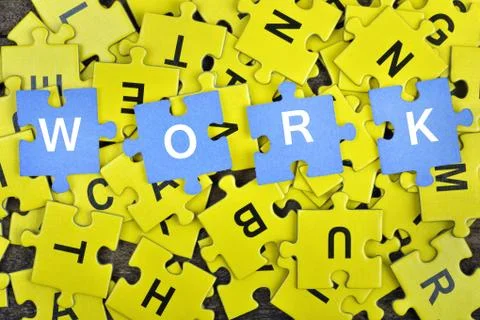 Puzzle with word Work Stockfoto's
