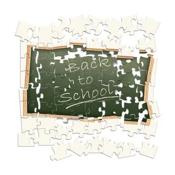Puzzled Blackboard Puzzled Blackboard with Back to School Inscription on i... Stock Photos