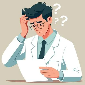 Puzzled Doctor Flat Style Stock Illustration