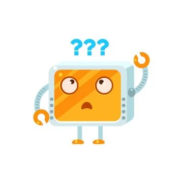 Puzzled Little Robot Character Illustrazione stock
