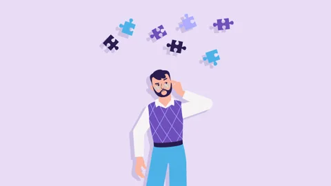 Puzzled man thinking and looking for answer. shrugs his shoulders, question mark Vídeos de archivo 202039735