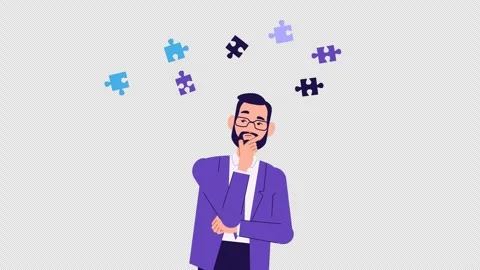 Puzzled man thinking and looking for answer. shrugs his shoulders. ALPHA channel Stock Footage 260958116