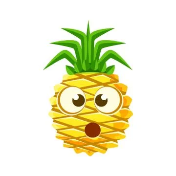 Puzzled pineapple face. Cute cartoon emoji character vector Illustration Stock Illustration