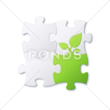 Puzzles and green leaf vector Stock Illustration