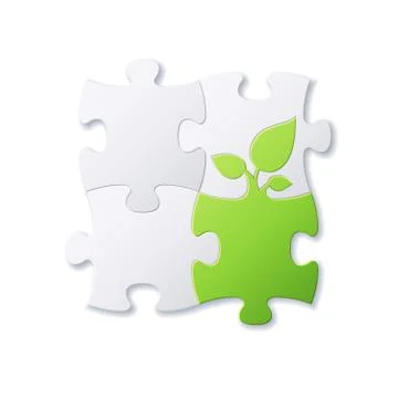 Puzzles and green leaf vector Stock Illustration