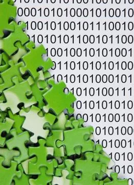 Puzzles on a binary code Fotos Stock