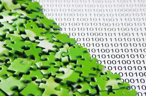 Puzzles on a binary code Stockfoto's