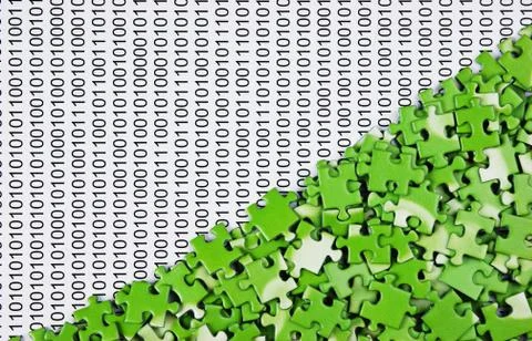 Puzzles on a binary code Foto stock