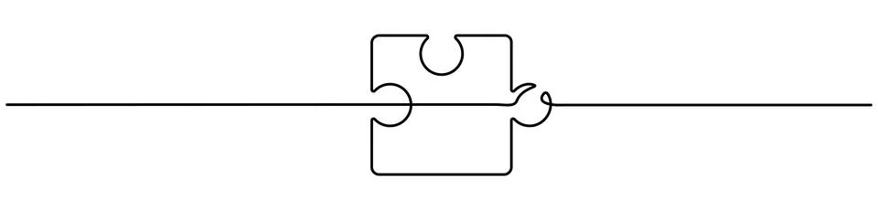 Puzzles continuous line art. Stock Illustration