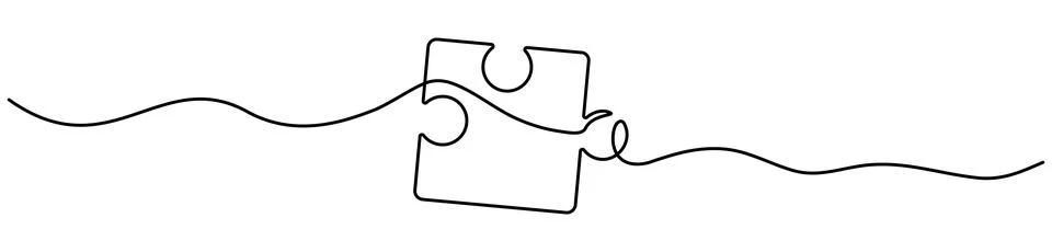 Puzzles continuous line art. Stock Illustration