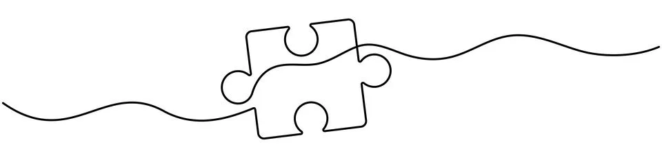 Puzzles continuous line art. Stock Illustration