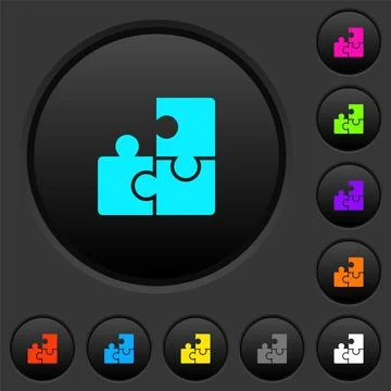 Puzzles dark push buttons with color icons Stock Illustration