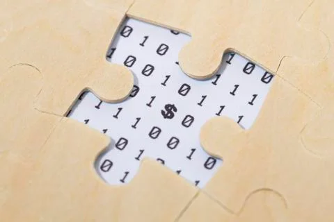 Puzzles with dollar codes, teamwork, information encryption Stock-Fotos