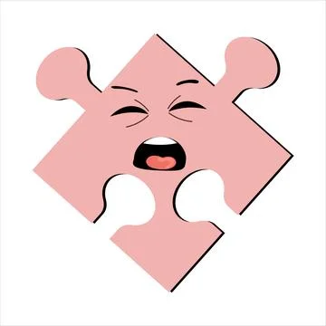 Puzzles faces Funny bright puzzle pieces characters Stock Illustration