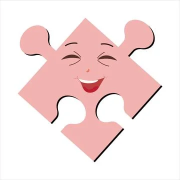 Puzzles faces Funny bright puzzle pieces characters Stock Illustration