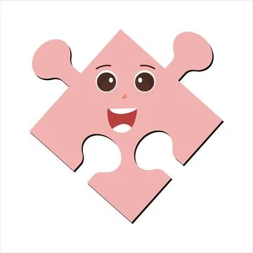 Puzzles faces Funny bright puzzle pieces characters Stock Illustration