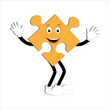 Puzzles faces Funny bright puzzle pieces characters Stock Illustration