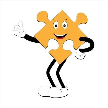 Puzzles faces Funny bright puzzle pieces characters Stock Illustration