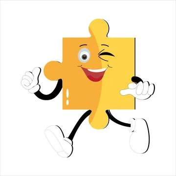 Puzzles faces Funny bright puzzle pieces characters Stock Illustration