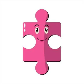 Puzzles faces Funny bright puzzle pieces characters Stock Illustration