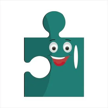 Puzzles faces Funny bright puzzle pieces characters Stock Illustration