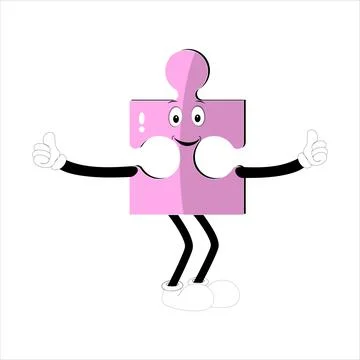 Puzzles faces Funny bright puzzle pieces characters Stock Illustration