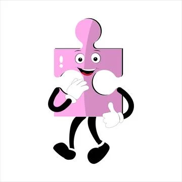 Puzzles faces Funny bright puzzle pieces characters Stock Illustration