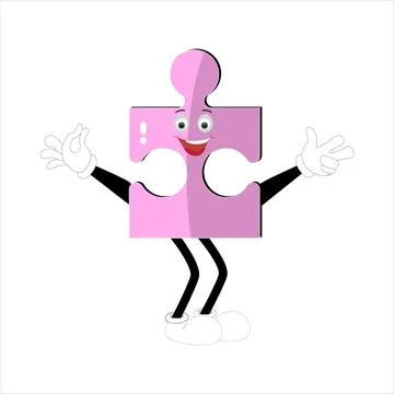 Puzzles faces Funny bright puzzle pieces characters Stock Illustration