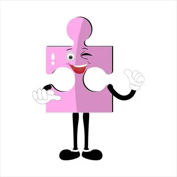 Puzzles faces Funny bright puzzle pieces characters Stock Illustration