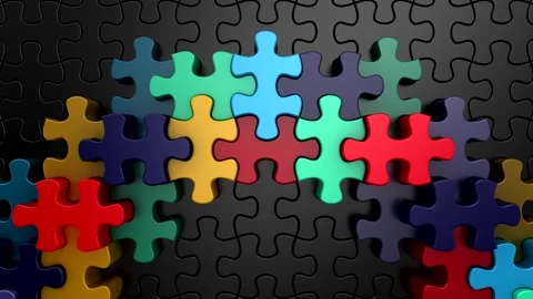 Puzzles Form a Wave Stock Footage 328028531