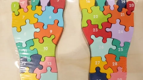 Puzzles for games and children's development. Acupuncture points of the feet. Fo Video stock 297736536