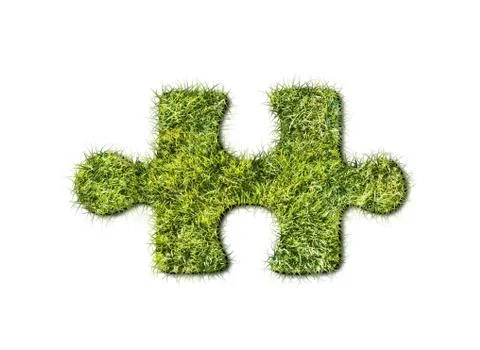 Puzzles from grass on white background Stock Illustration