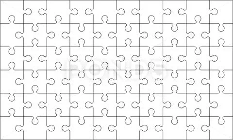 Jigsaw puzzle blank 6x4 elements, twenty four vector pieces. Stock Vector