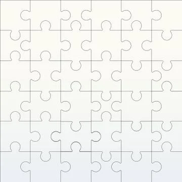 Puzzles grid template. Square puzzle 6x6 grid jigsaw game and join 36 Stock Illustration
